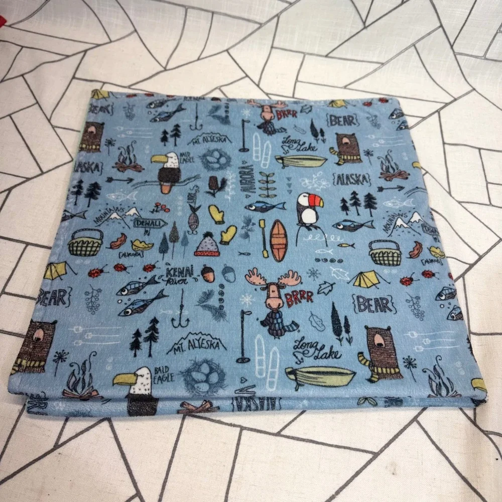 Heritage Homegoods Co Baby Blanket 17x16.5 Blue Green Alaska Wilderness Minky